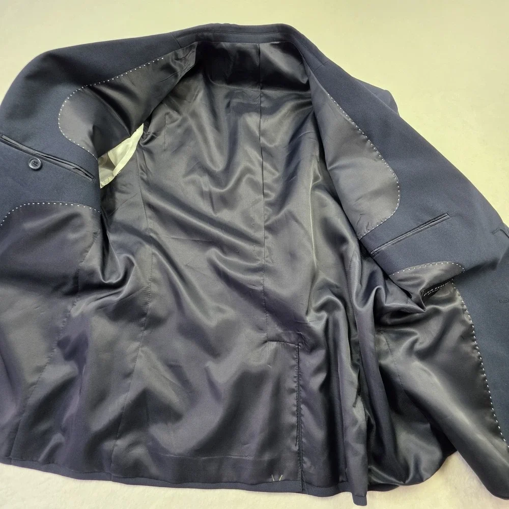 Alain Dupetit Navy Slim Fit Blazer Mens 40S Suit Jacket Stretch NWT